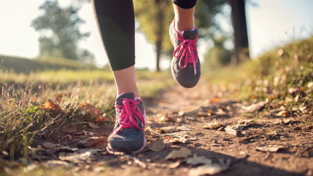 feet on a trail running