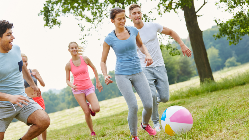 people playing with a beach ball