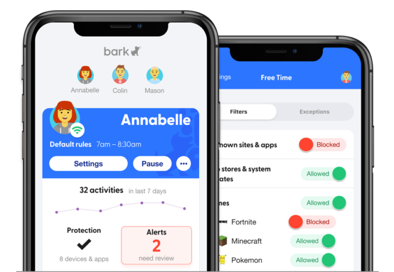 Screenshot of Bark controls