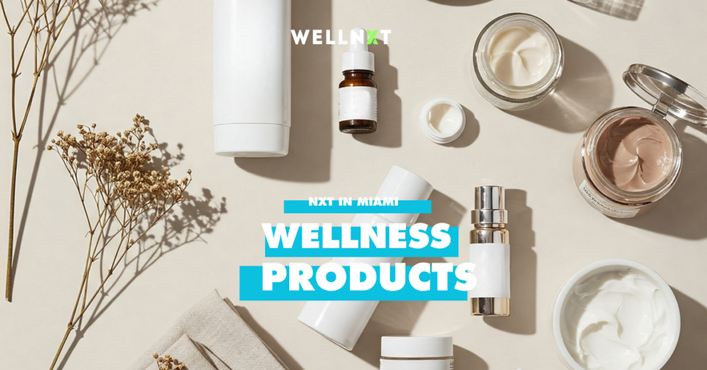 Health and beauty products on a beige background